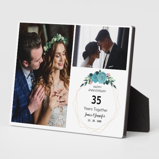 Gelukkig Jubileum 35 jaar samen | 2 foto's Fotoplaat (Zijkant)