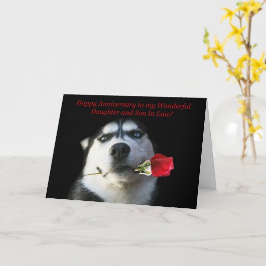 Gelukkig jubileum dochter en schoonzoon kaart (Gele Bloem)