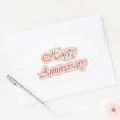 GELUKKIG Jubileum: Elegante tekst achtergrondkleur Ovale Sticker (Envelop)