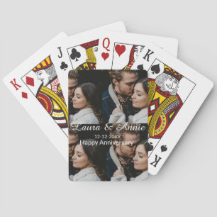 Gelukkig jubileum fotocollage naam datum eenvoudig pokerkaarten