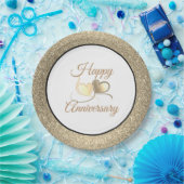 Gelukkig Jubileum Gouden Glitter 9"Document Borden Papieren Bordje (Feest)