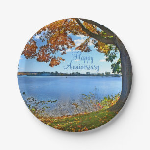 Gelukkig jubileum herfst papieren bord