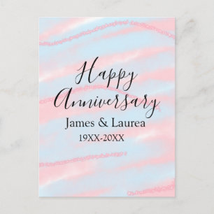 Gelukkig jubileum huwelijksnaam datum jaar pastel briefkaart