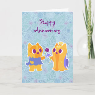 Gelukkig jubileum Kawaii hond puppy liefde Yorkies Kaart