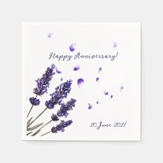 Gelukkig jubileum Lavendel Bloemen  Servet