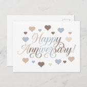 Gelukkig jubileum Pastel Harten Romantisch Elegant Briefkaart (Voorkant / Achterkant)