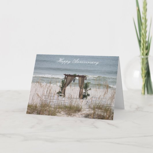Gelukkig jubileum Sandy Beach Huwelijk Kaart (Voorkant)