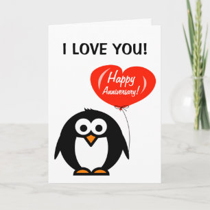 Gelukkig jubileum wenskaart met cute pinguïn kaart