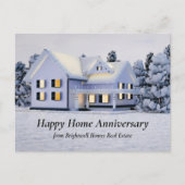 Gelukkig Jubileum Winterhuis Sneeuw op Bomen Briefkaart (Voorkant)