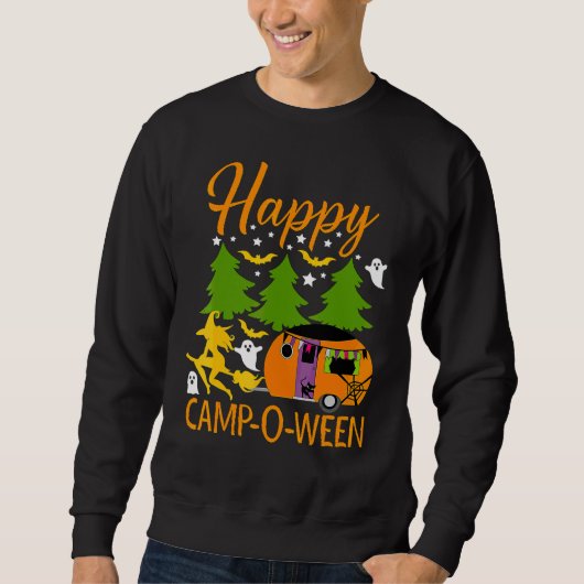 Gelukkig Kamp O Ween Halloween Kamperen Kampeerder Trui (Voorkant)