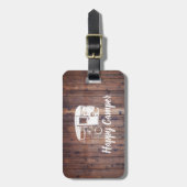 Gelukkig Kampeerder Kampeerwagen Rustiek Hout Bagagelabel (Voorkant verticaal)