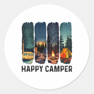 Gelukkig Kampeerder Shirt Wandelavontuur Zomer Kam Ronde Sticker
