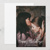 Gelukkig Kerst Script Foto Overlay Feestdagenkaart (Voorkant / Achterkant)