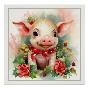 Gelukkig kerst varkentje nep mat klaar om in te ka perfect poster