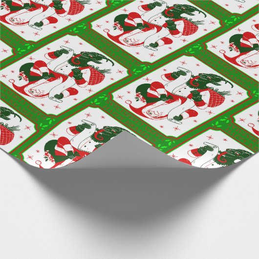 gelukkig kerstblad krampus santa inpakpapier (Hoek)