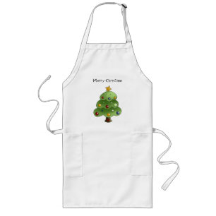 Gelukkig kerstboom (voeg uw eigen tekst toe) lang schort