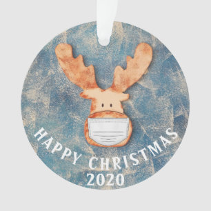 Gelukkig kerstfeest 2020 grappig deer met gezichts ornament