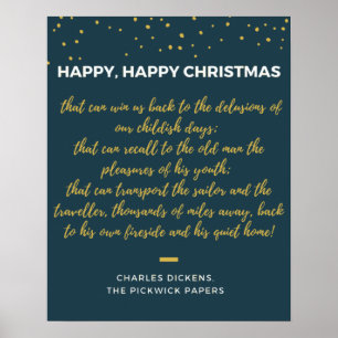 Gelukkig kerstfeest - Charles Dickens citaat Poster