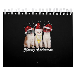 Gelukkig kerstfeest Cute Cat met Santa Claus Kalender