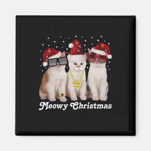 Gelukkig kerstfeest Cute Cat met Santa Claus Magneet