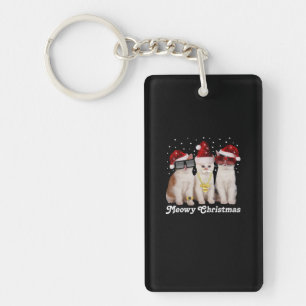 Gelukkig kerstfeest Cute Cat met Santa Claus Sleutelhanger