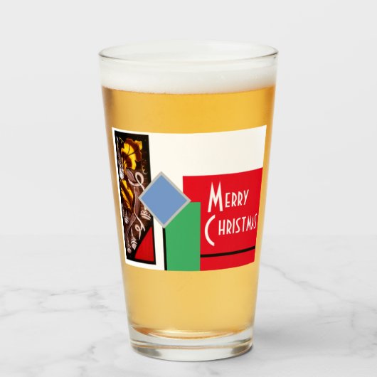 Gelukkig kerstfeest glas (Voorkant gevuld)