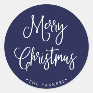 Gelukkig kerstfeest Handgeschreven script op Nav Ronde Sticker