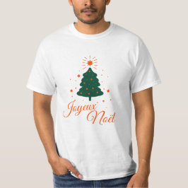 Gelukkig kerstfeest in het rood: klassieke boom en t-shirt