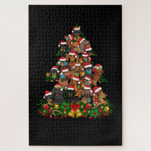 Gelukkig kerstfeest kerstboomverlichting voor de legpuzzel