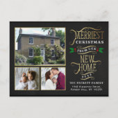 Gelukkig kerstfeest nieuw huis 3 foto aankondigingskaart (Voorkant)