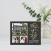 Gelukkig kerstfeest nieuw huis 3 foto aankondigingskaart (Staand voorkant)