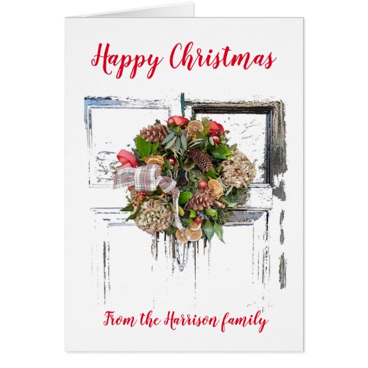 Gelukkig kerstfeest op deur, gepersonaliseerd (Voorkant)