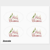 Gelukkig kerstfeest ovale sticker (Vel)