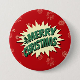 Gelukkig kerstfeest ronde button 7,6 cm