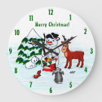 Gelukkig kerstfeest! Snowman met vrienden