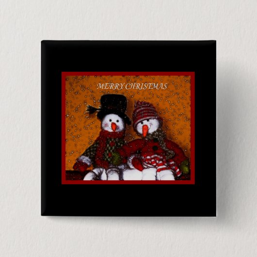 Gelukkig kerstfeest vierkante button 5,1 cm (Voorkant)