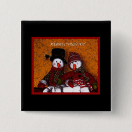 Gelukkig kerstfeest vierkante button 5,1 cm