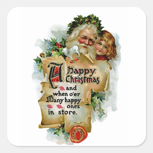 Gelukkig kerstfeest vierkante sticker (Voorkant)
