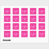 Gelukkig kerstfeest voeg Jouw naam toe Modern Roze Vierkante Sticker (Vel)