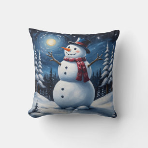 Gelukkig kerstman van sneeuw kussen