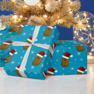 Gelukkig kerstmis aardappel cadeaupapier