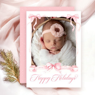Gelukkig Kerstmis Foto Roze Kaart
