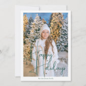 Gelukkig Kerstmis Handtekening Script Foto Modern Feestdagenkaart (Voorkant)