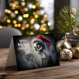 Gelukkig Kerstmis Skelet Santa Kerstmis Feestdagen Kaart