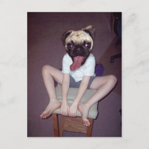 Gelukkig kind met kop. briefkaart