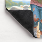 Gelukkig kind met lam muismat (Hoek)