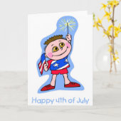 Gelukkig Kind van 4 juli met Sparkler Kaart (Gele Bloem)
