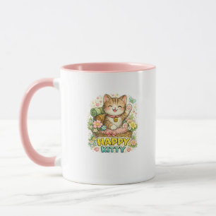 Gelukkig Kitty Cute Bloem Coffee Mug Mok