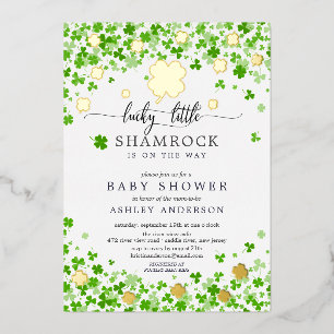 Gelukkig Klein Klavertje Baby Shower Folie Uitnodiging