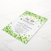 Gelukkig Klein Klavertje Baby Shower Folie Uitnodiging (Gedraaid)